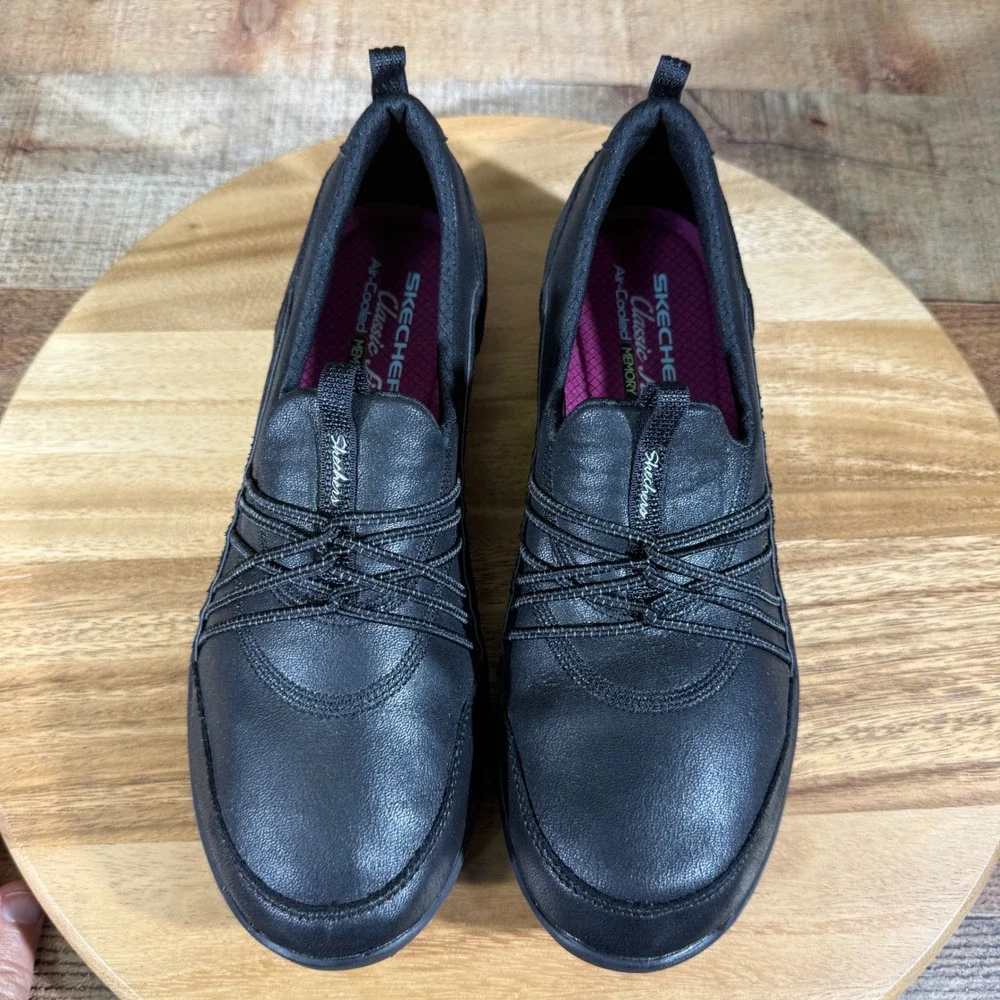 Skechers Loafers Womens 9.5 Black Empress Slip On Shoes 23113 Memory Foam